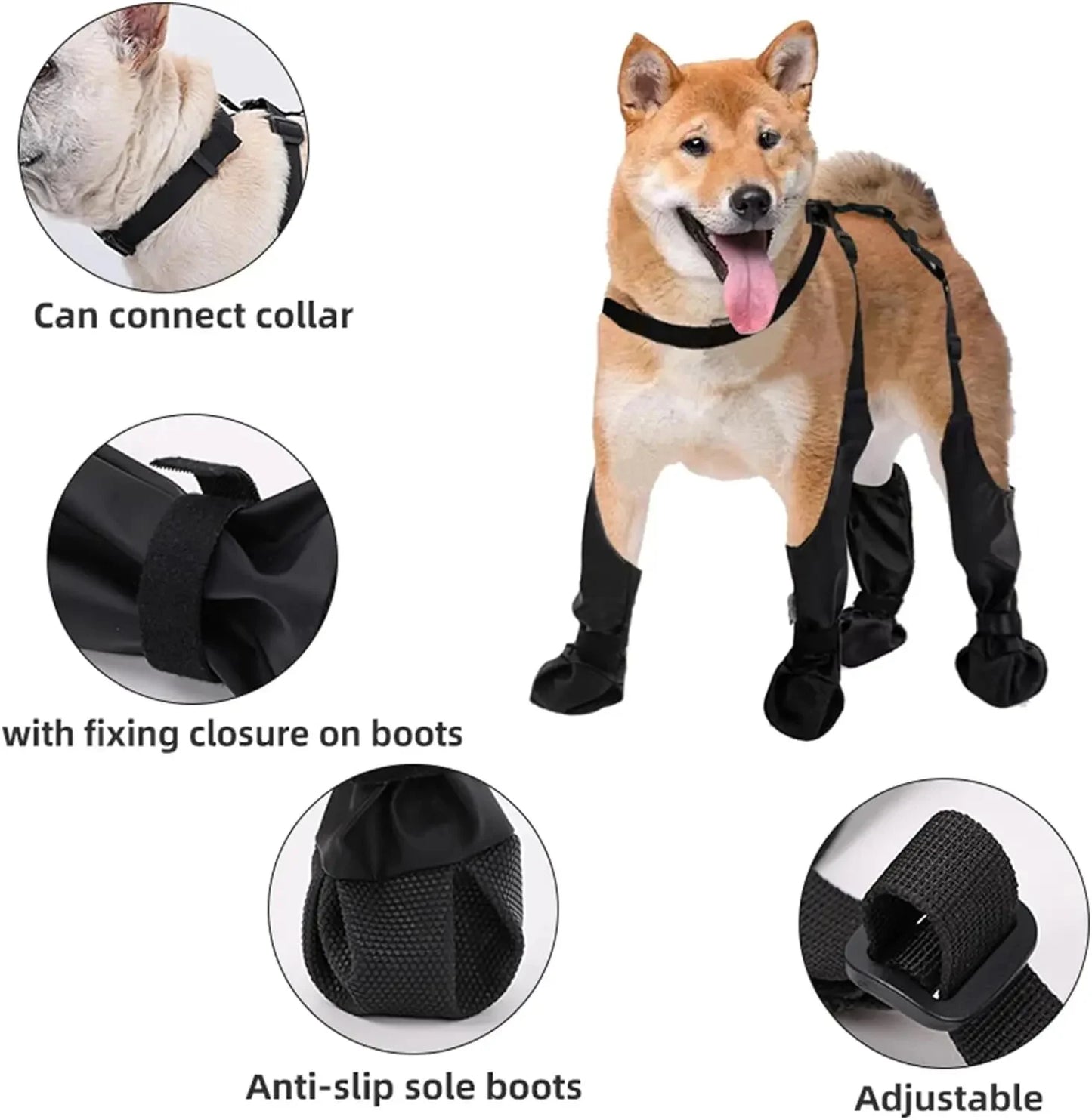 Black Paw™ Galosh Dog Booties for Pet Safety and Comfort