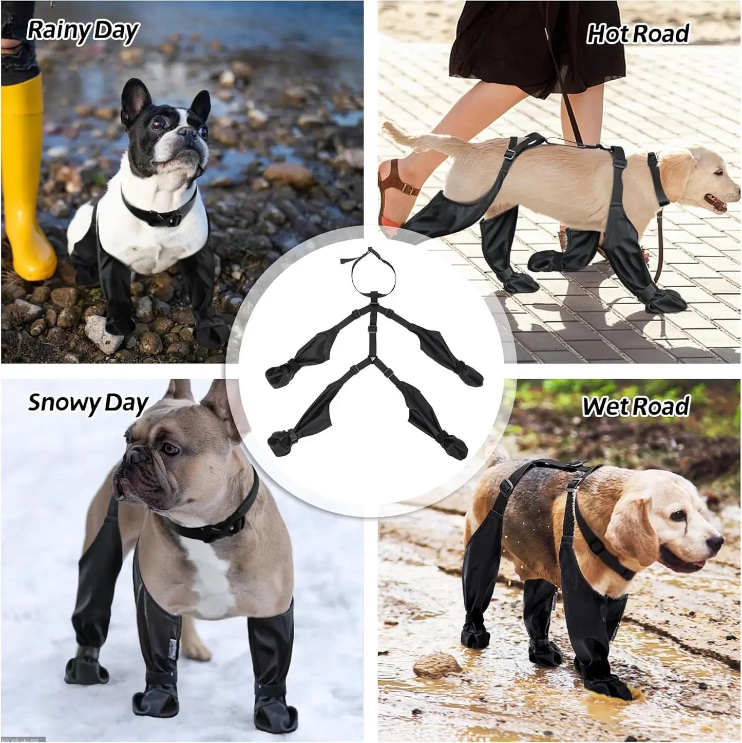 Black Paw™ Galosh Dog Booties for Pet Safety and Comfort
